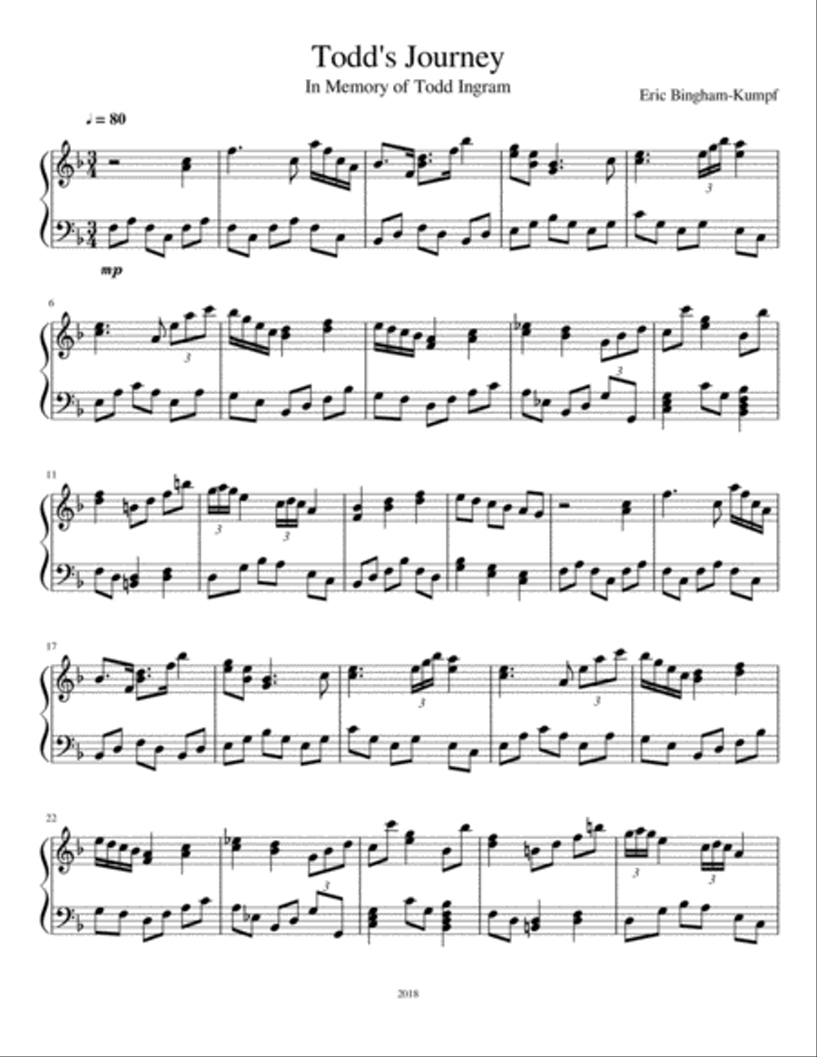 Todd's Journey Todd's Journey Piano Solo scores gallery preview page 1