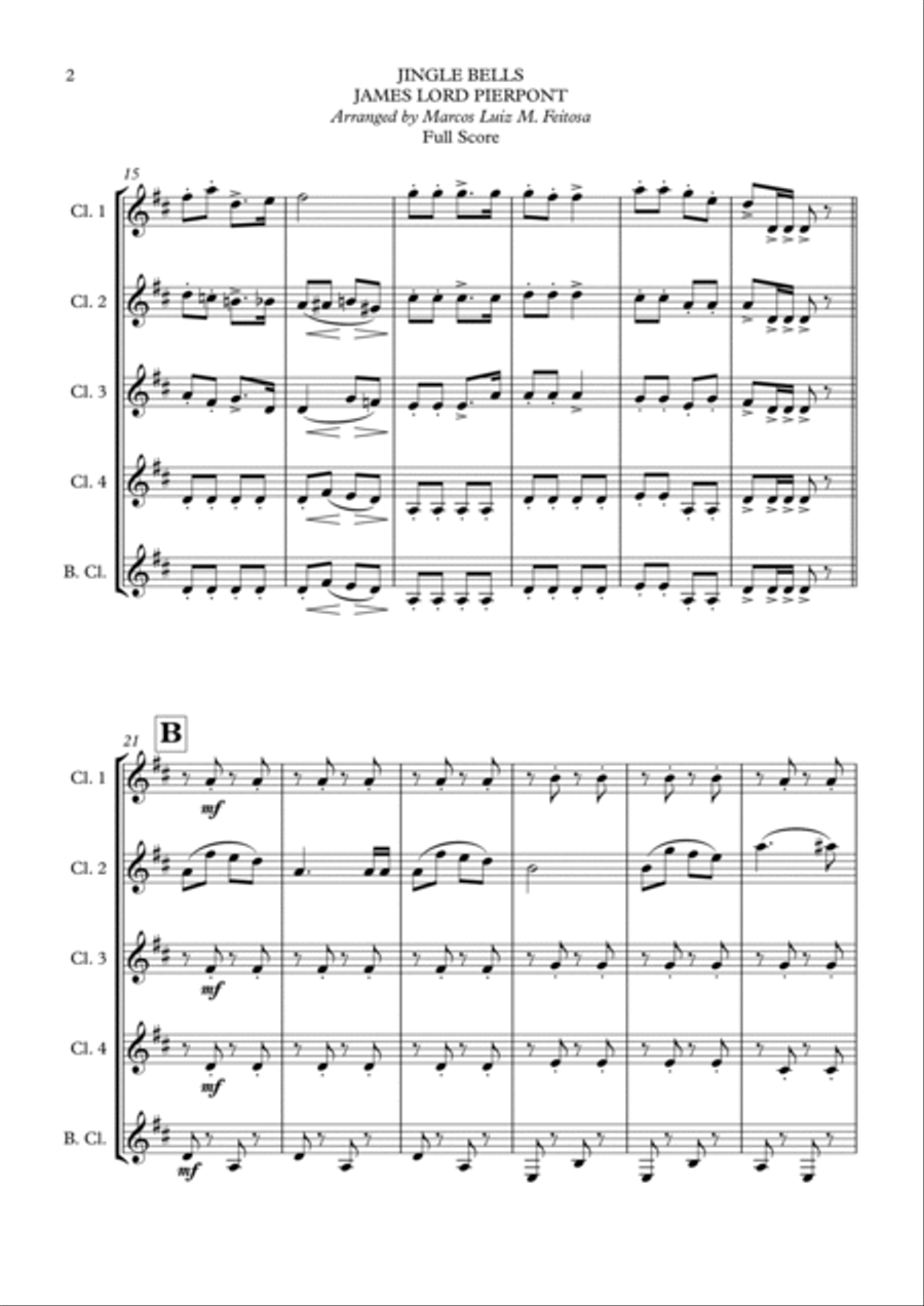 Christmas Song Collection (for Clarinet Quintet) - BOOK ONE Clarinet Quintet scores gallery preview page 4