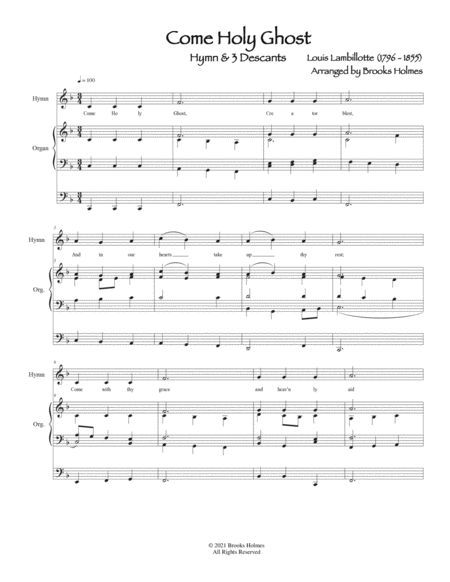 Come Holy Ghost (Organ & Trumpet) Hymn & 3 Descants