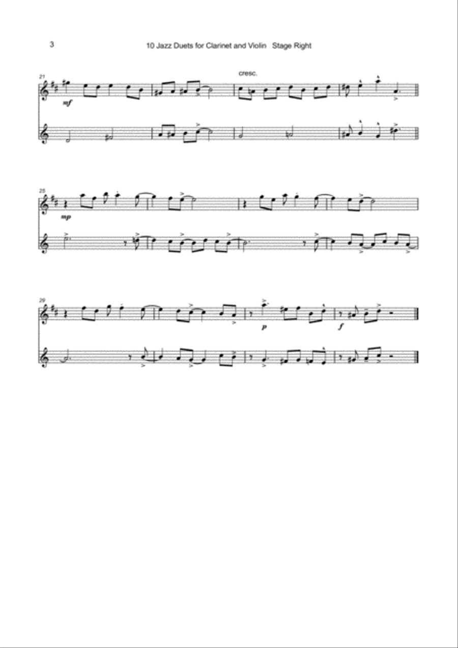 10 Jazz Duets for Clarinet and Violin Clarinet scores gallery preview page 4