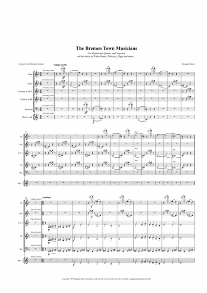 The Bremen Town Musicians for WW Quintet and Narrator (score & narration) image number null