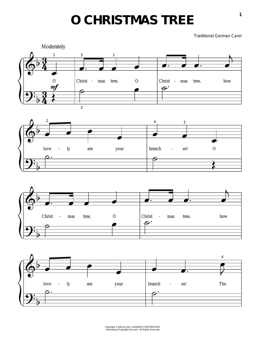 O Christmas Tree O Christmas Tree Piano Solo scores gallery preview page 1