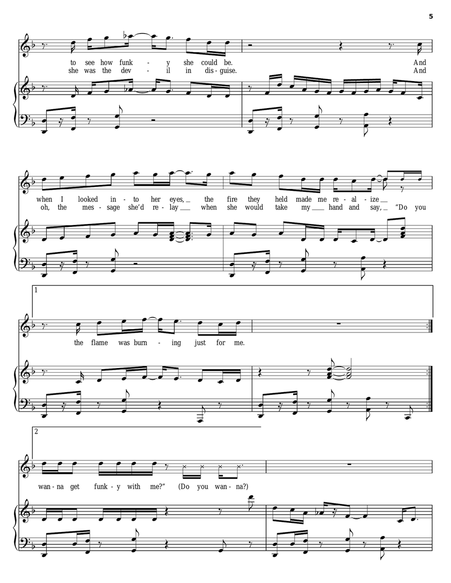 Do You Wanna Get Funky With Me Piano, Vocal, Guitar scores gallery preview page 5