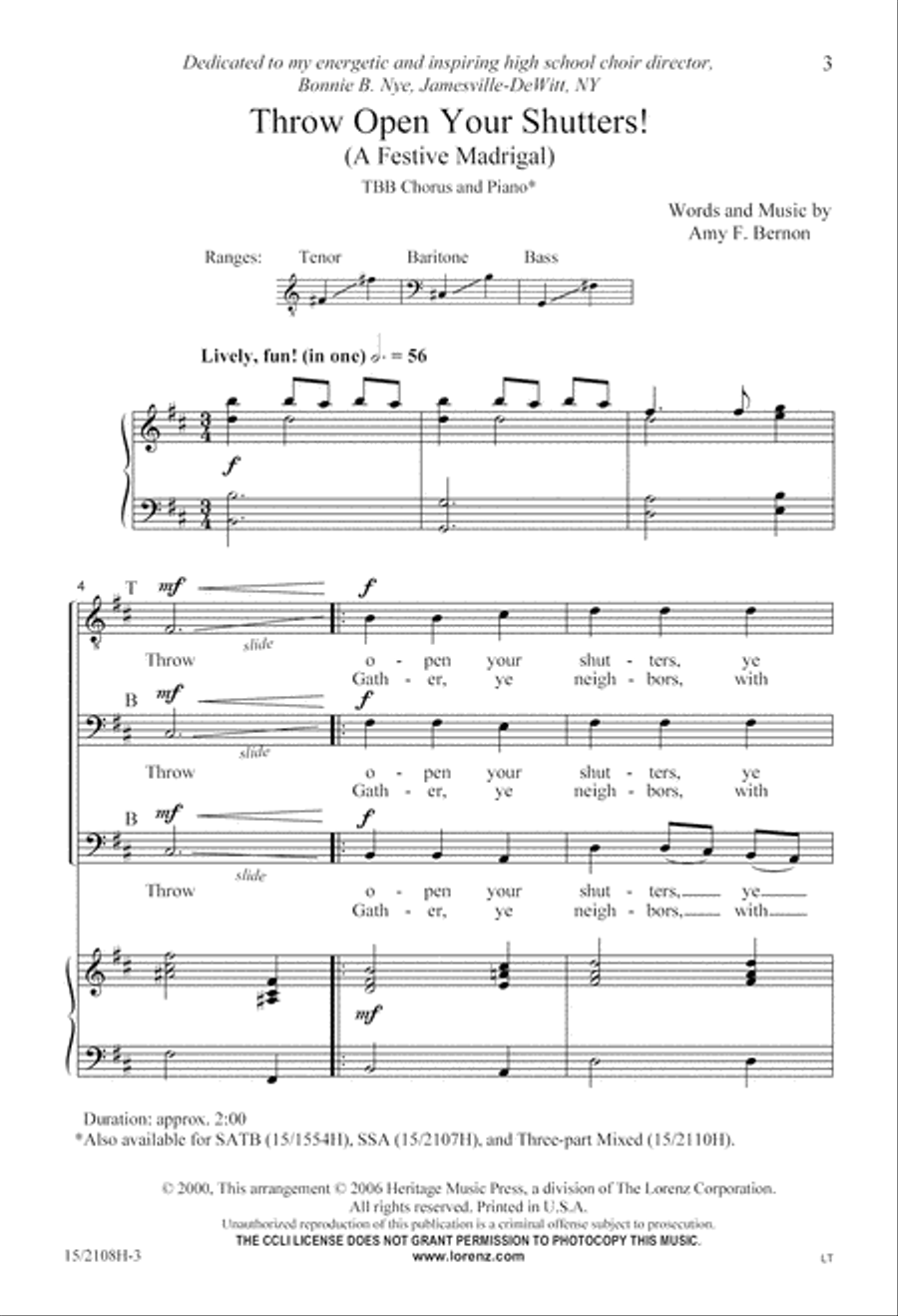 Throw Open Your Shutters! 3-Part scores gallery preview page 3