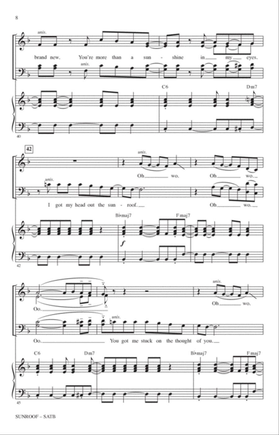 Sunroof (arr. Alan Billingsley) 4-Part scores gallery preview page 7