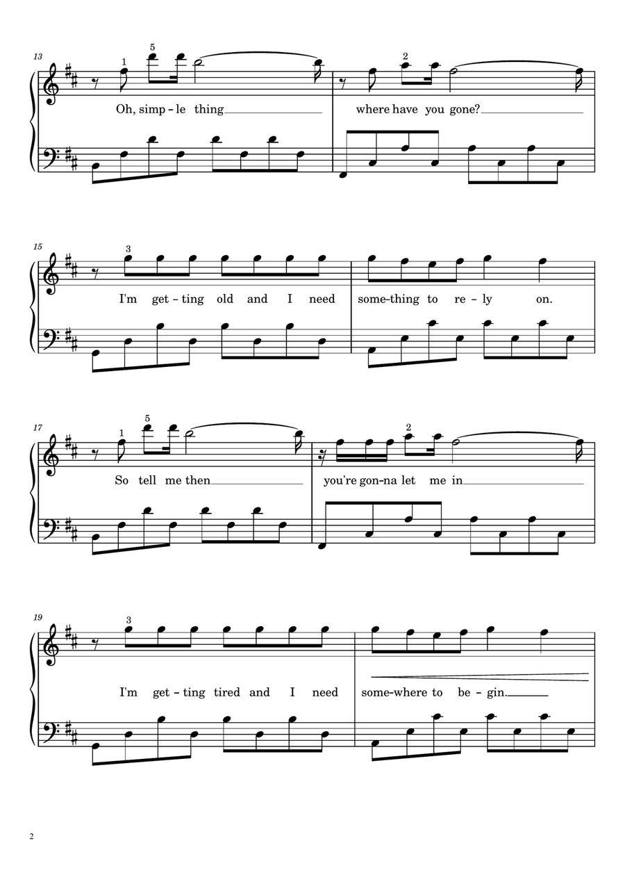 Somewhere Only We Know Piano Solo scores gallery preview page 2