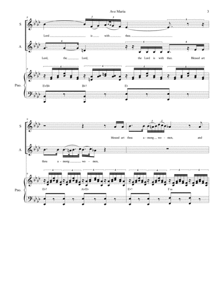 Ave Maria (for 2-part choir (SA) - English Lyrics - Medium Key) - Piano Accompaniment image number null