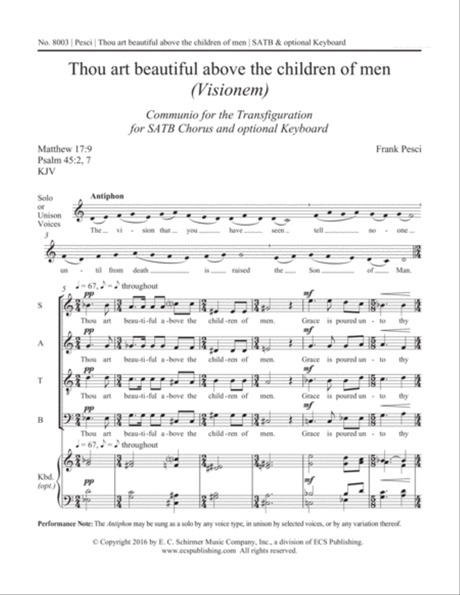 Thou art beautiful above the children of men: (Visionem) 4-Part scores gallery preview page 2