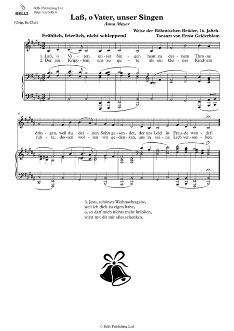 Lass, o Vater, unser Singen (Solo song) (B Major) Voice Solo scores gallery preview page 1