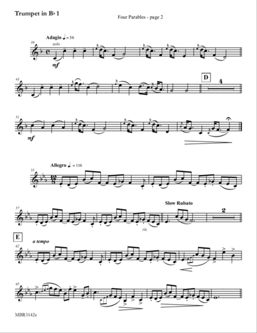 Four Parables for Six Trumpets by Eddie Lewis Brass Ensemble scores gallery preview page 4
