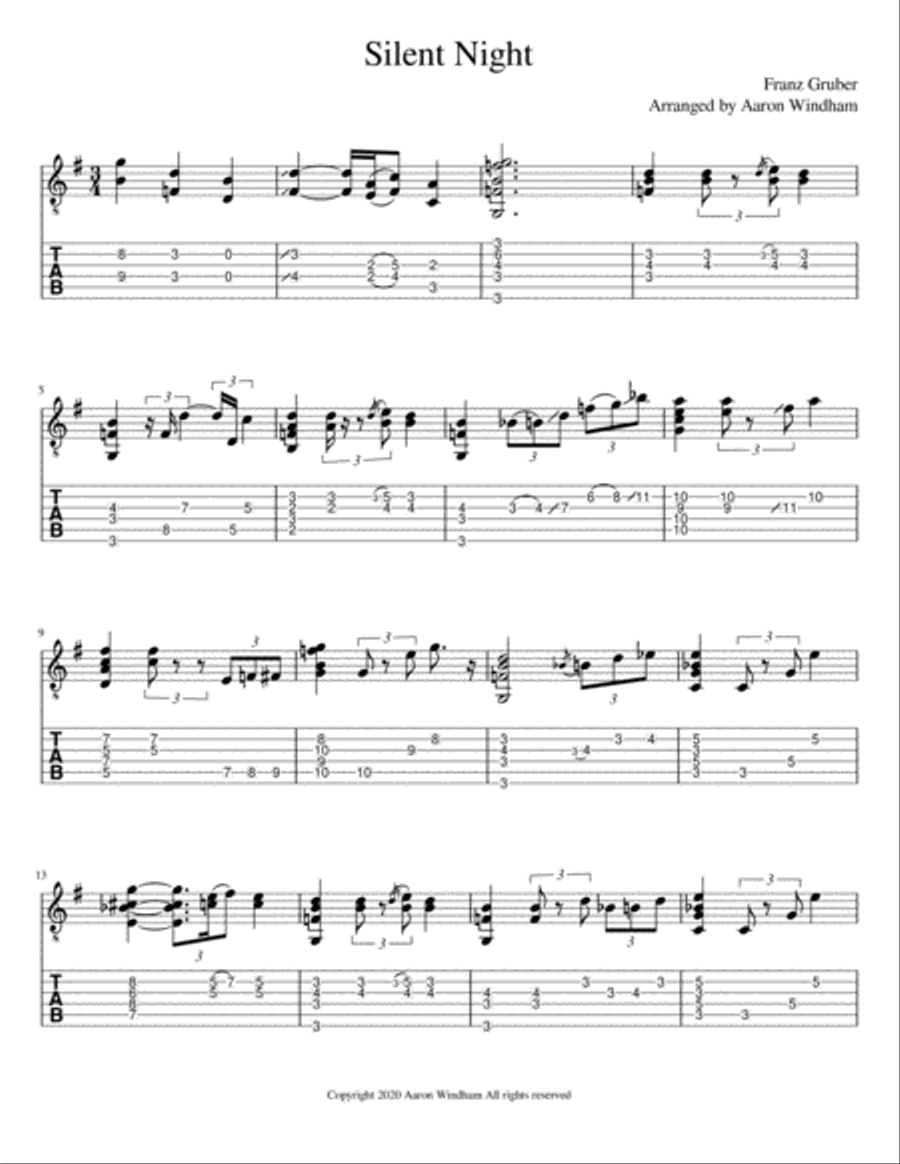 Silent Night - Instrumental Guitar Electric Guitar scores gallery preview page 2