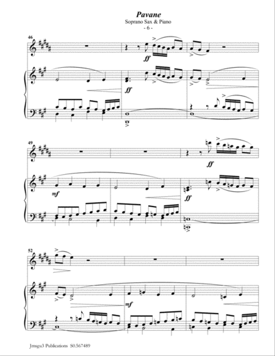 Fauré: Pavane Op. 50 for Soprano Sax & Piano Fauré: Pavane Op. 50 for Soprano Sax & Piano Soprano Saxophone scores gallery preview page 6