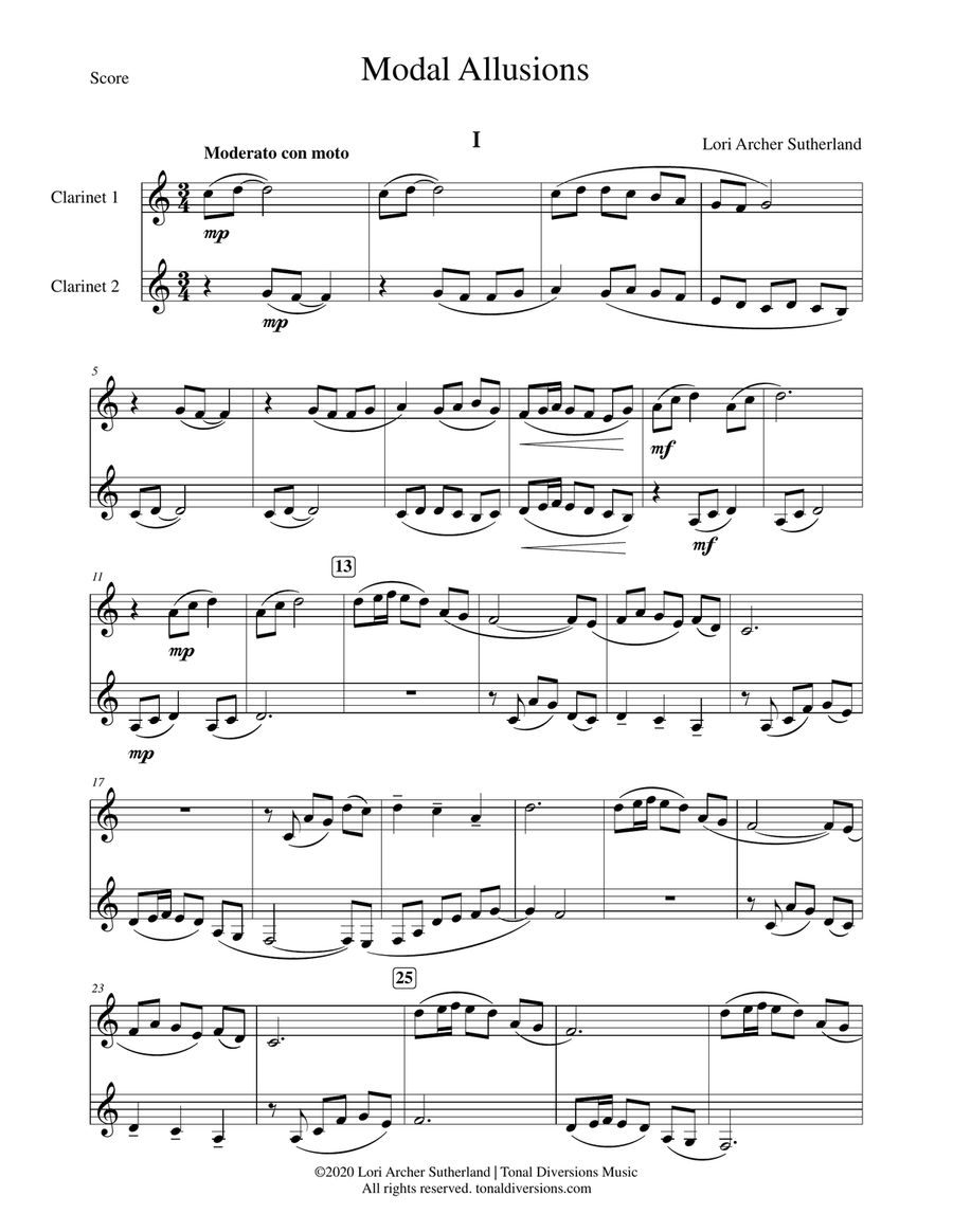Modal Allusions Clarinet Duet scores gallery preview page 3