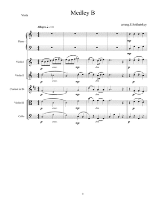 Medley B.Conjunt de tres peses de nivell iniciació per a piano amb acompanyament d'orquestra de cor
