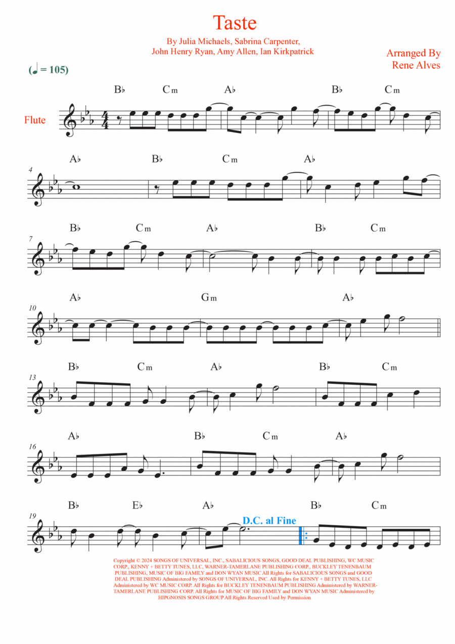 Taste Flute Solo scores gallery preview page 1