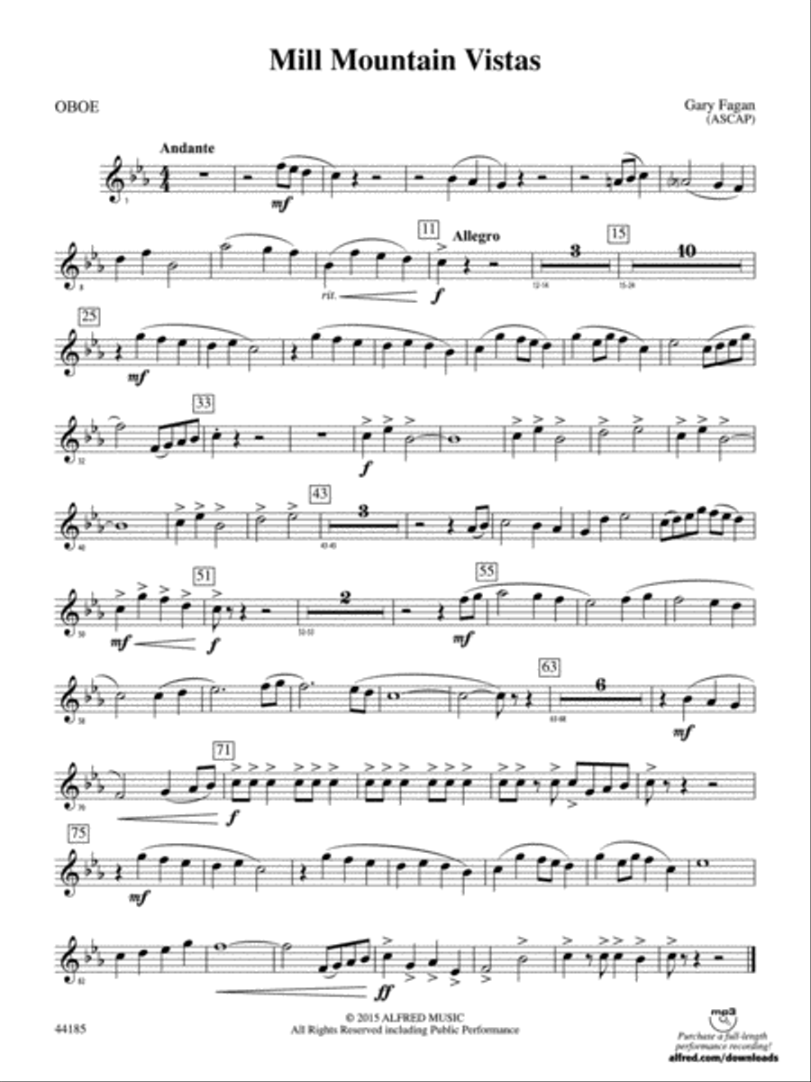 Mill Mountain Vistas: Oboe Concert Band scores gallery preview page 1