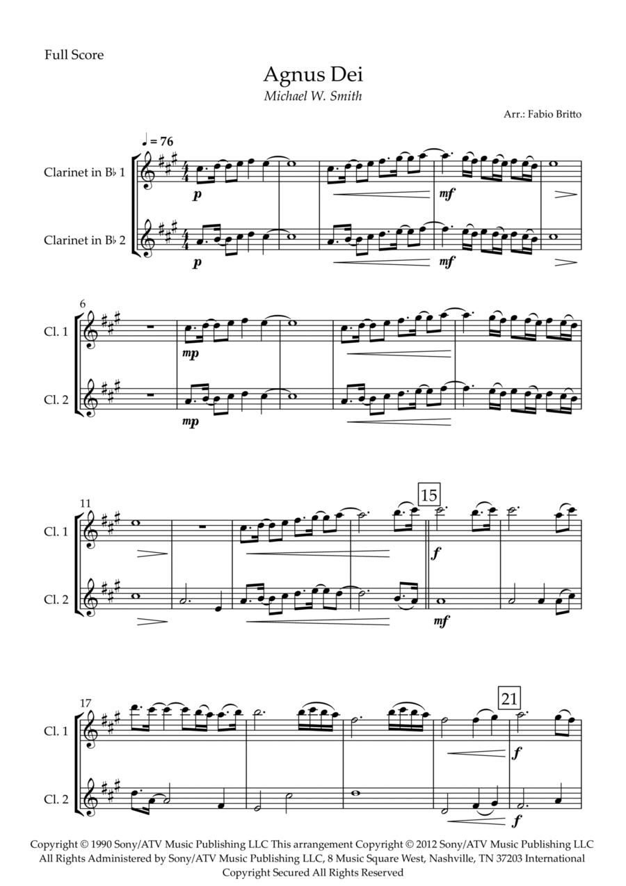 Agnus Dei Agnus Dei Clarinet Duet scores gallery preview page 1