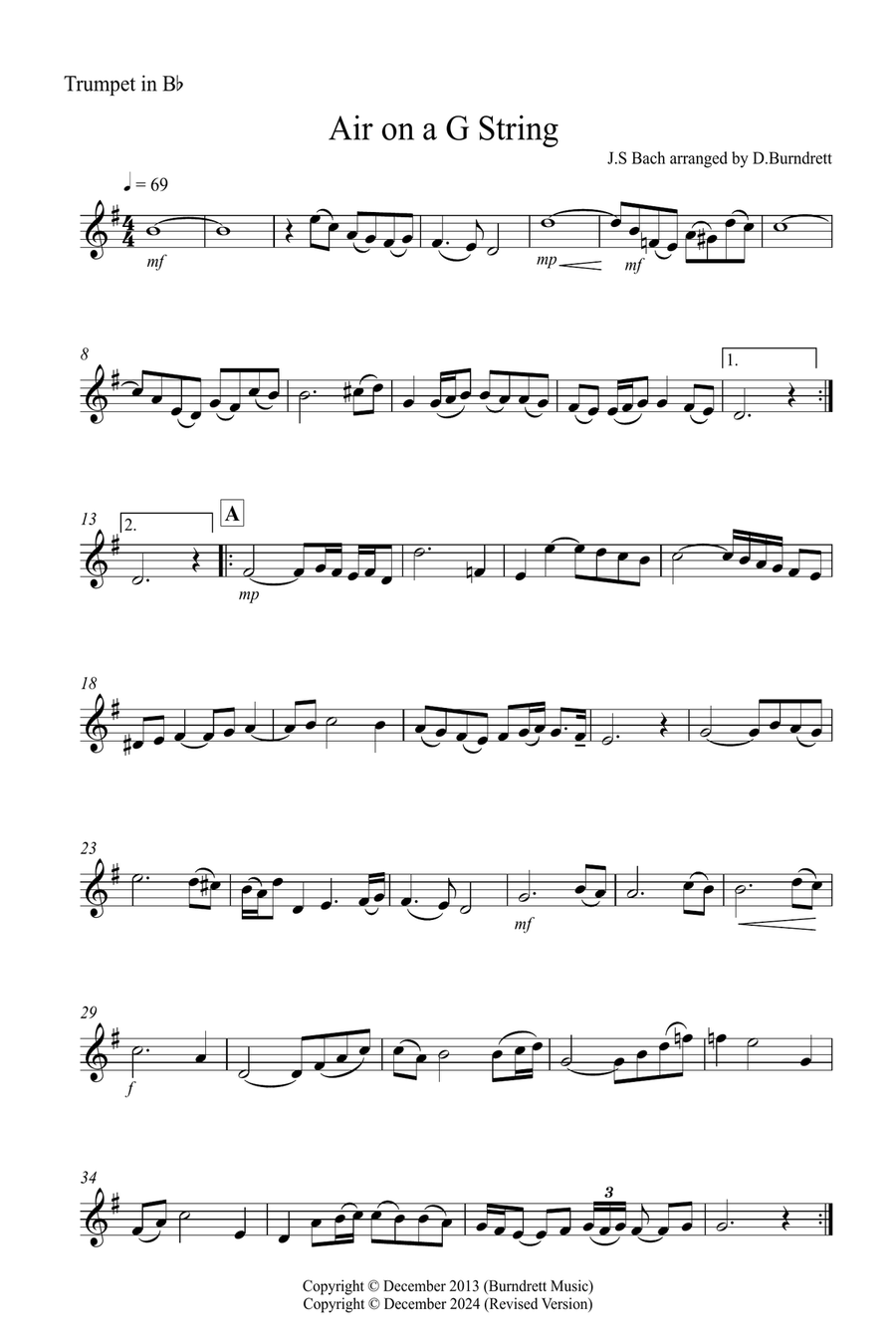 Air on a G String for Trumpet, Horn and Cello Trio Small Ensemble scores gallery preview page 3