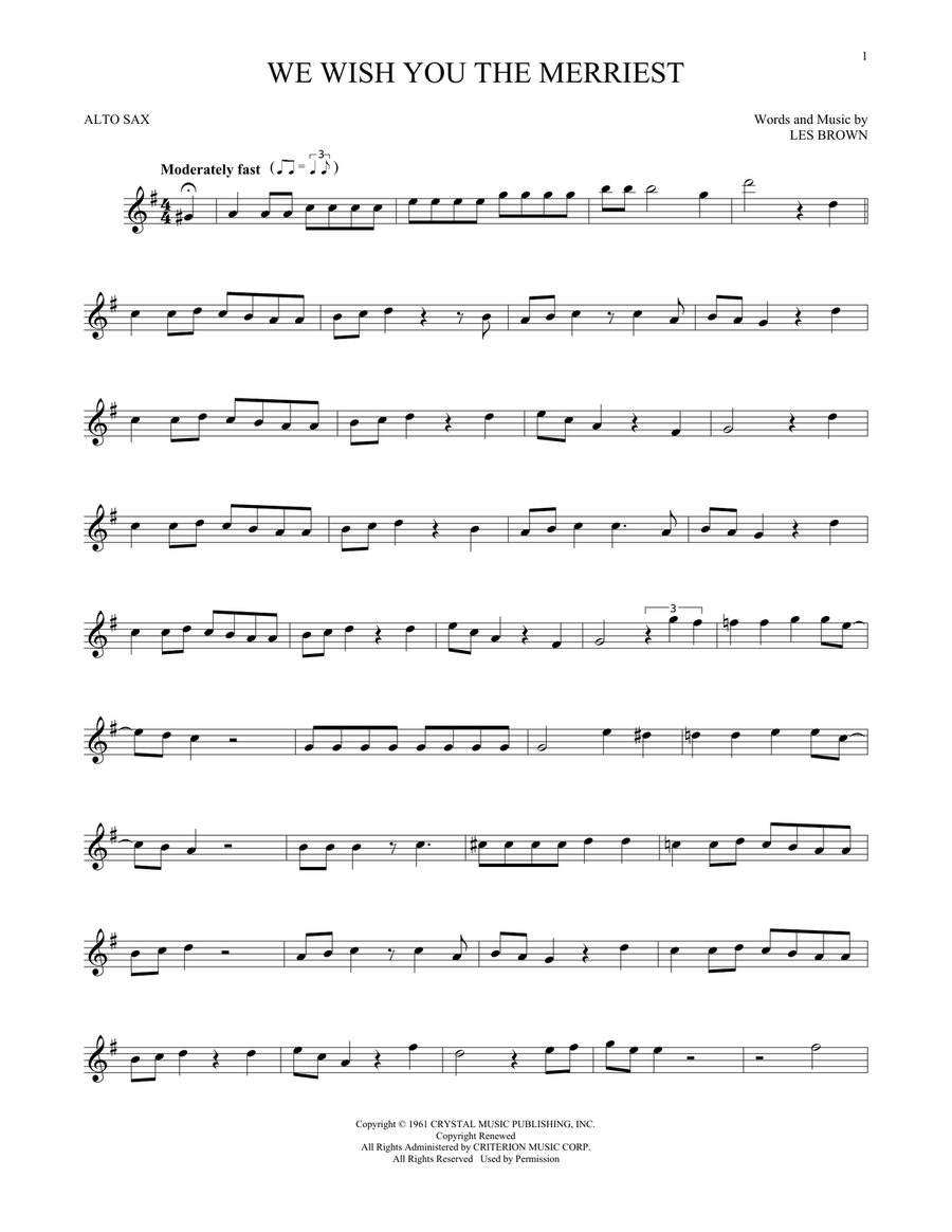 We Wish You The Merriest Alto Saxophone scores gallery preview page 1