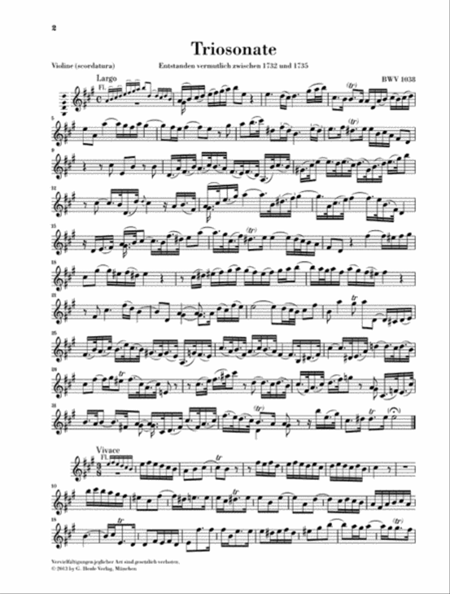 Trio Sonata for Flute, Violin and Continuo BWV 1038 Flute scores gallery preview page 4
