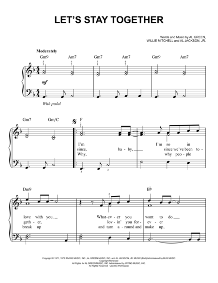 Let's Stay Together Easy Piano scores gallery preview page 1