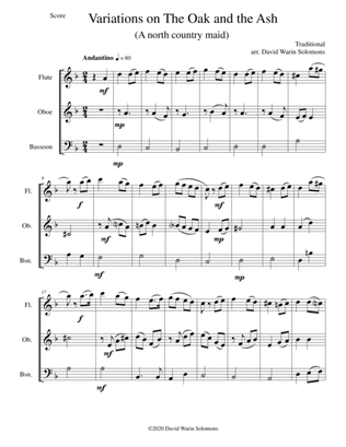 Variations on The Oak and the Ash (A north country Maid) for wind trio (flute, oboe, bassoon)