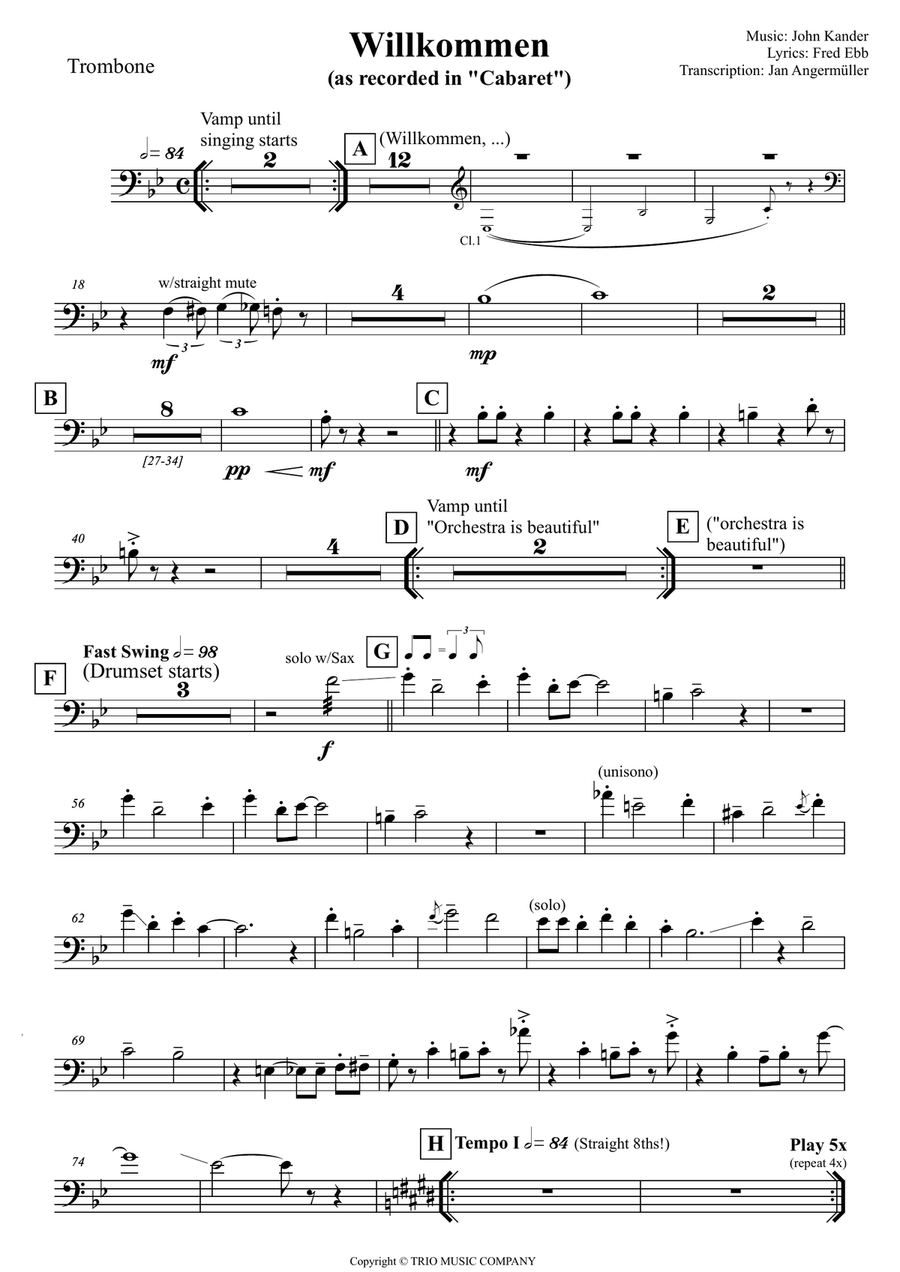 Willkommen Willkommen Trombone Solo scores gallery preview page 1