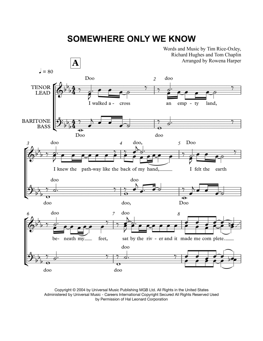 Somewhere Only We Know SSAA scores gallery preview page 1
