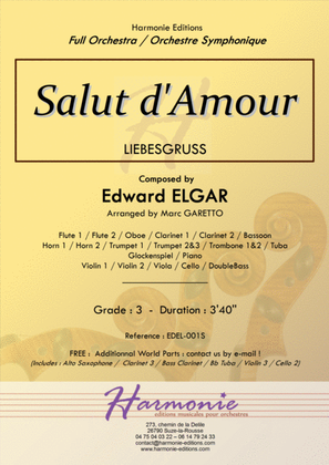 Book cover for Salut d'Amour -LiebesGruss - EDWARD ELGAR - Full Orchestra Arrangement by Marc GARETTO