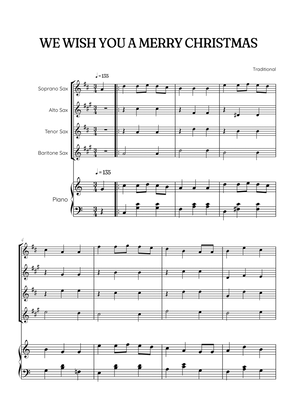 We Wish You a Merry Christmas for Sax Quartet & Piano • easy Christmas sheet music