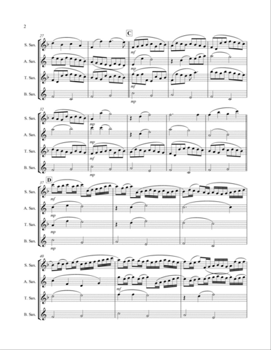 Pachelbel - Canon in D Major (for Saxophone Quartet SATB) Saxophone Quartet scores gallery preview page 3