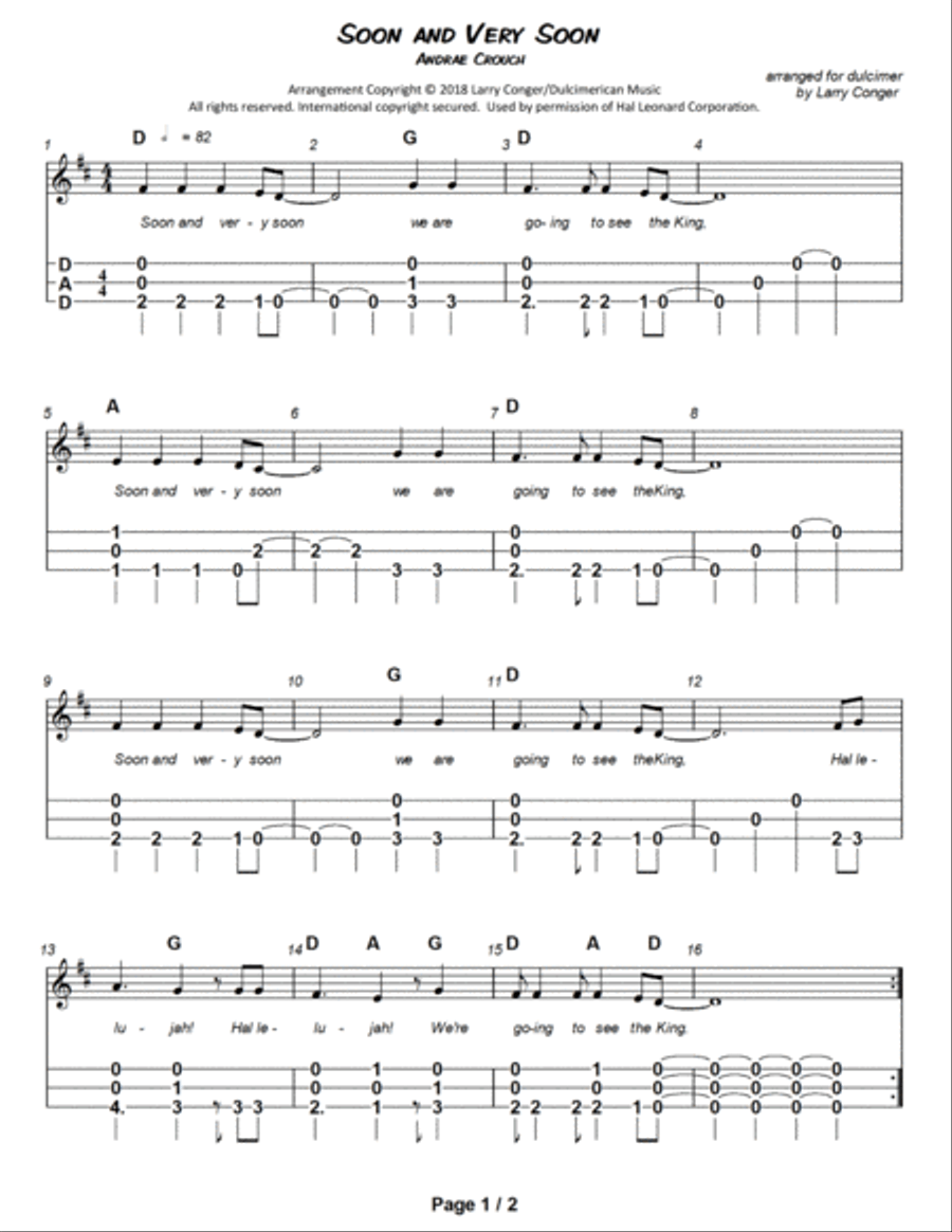 Soon And Very Soon Dulcimer scores gallery preview page 2