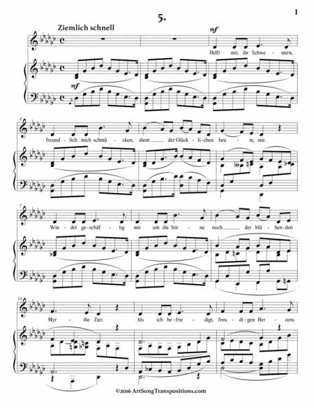 SCHUMANN: Helft mir, ihr Schwestern, Op. 42 no. 5 (transposed to G-flat major)