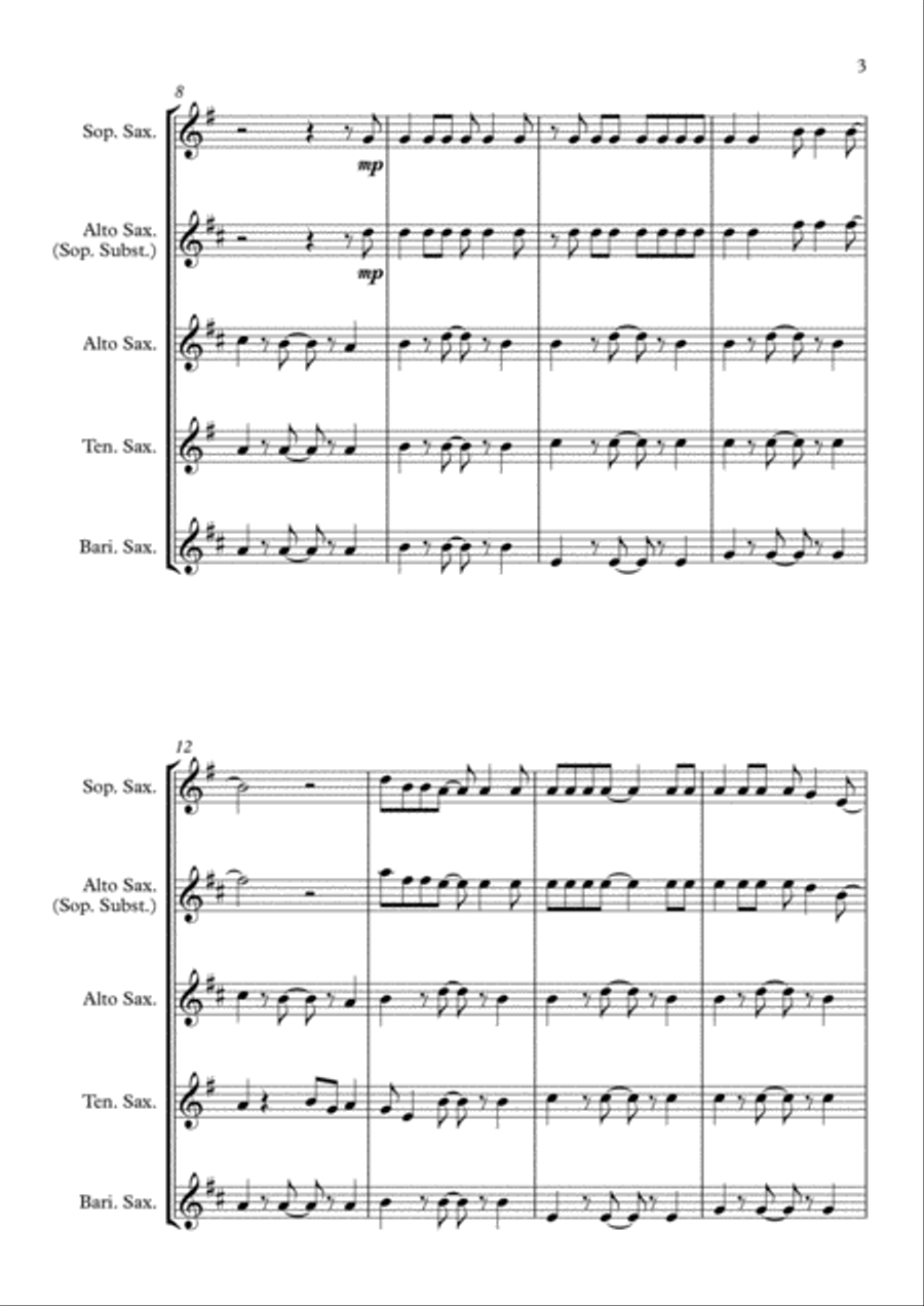 Shape Of You Saxophone Quartet scores gallery preview page 3