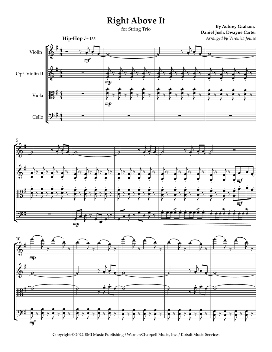 Right Above It String Trio scores gallery preview page 1
