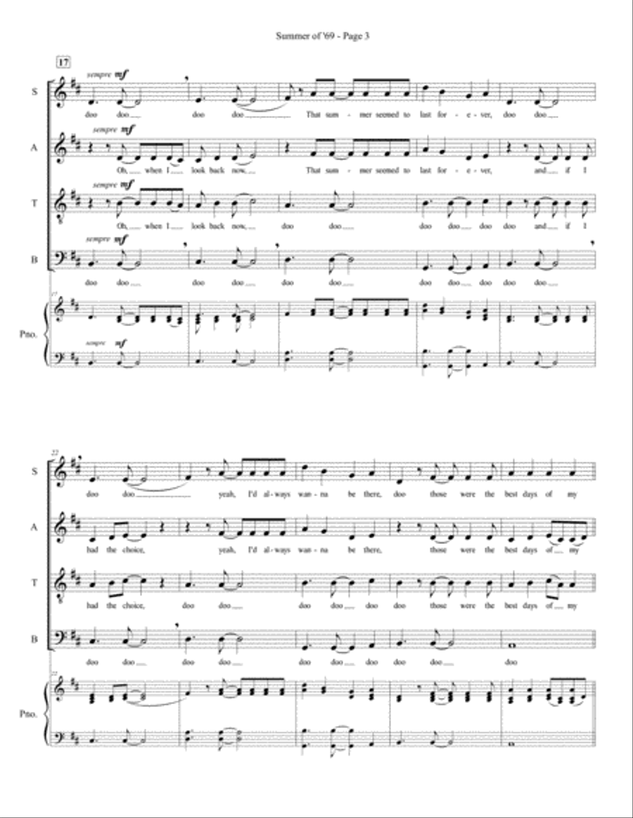 Summer Of '69 Divisi scores gallery preview page 3