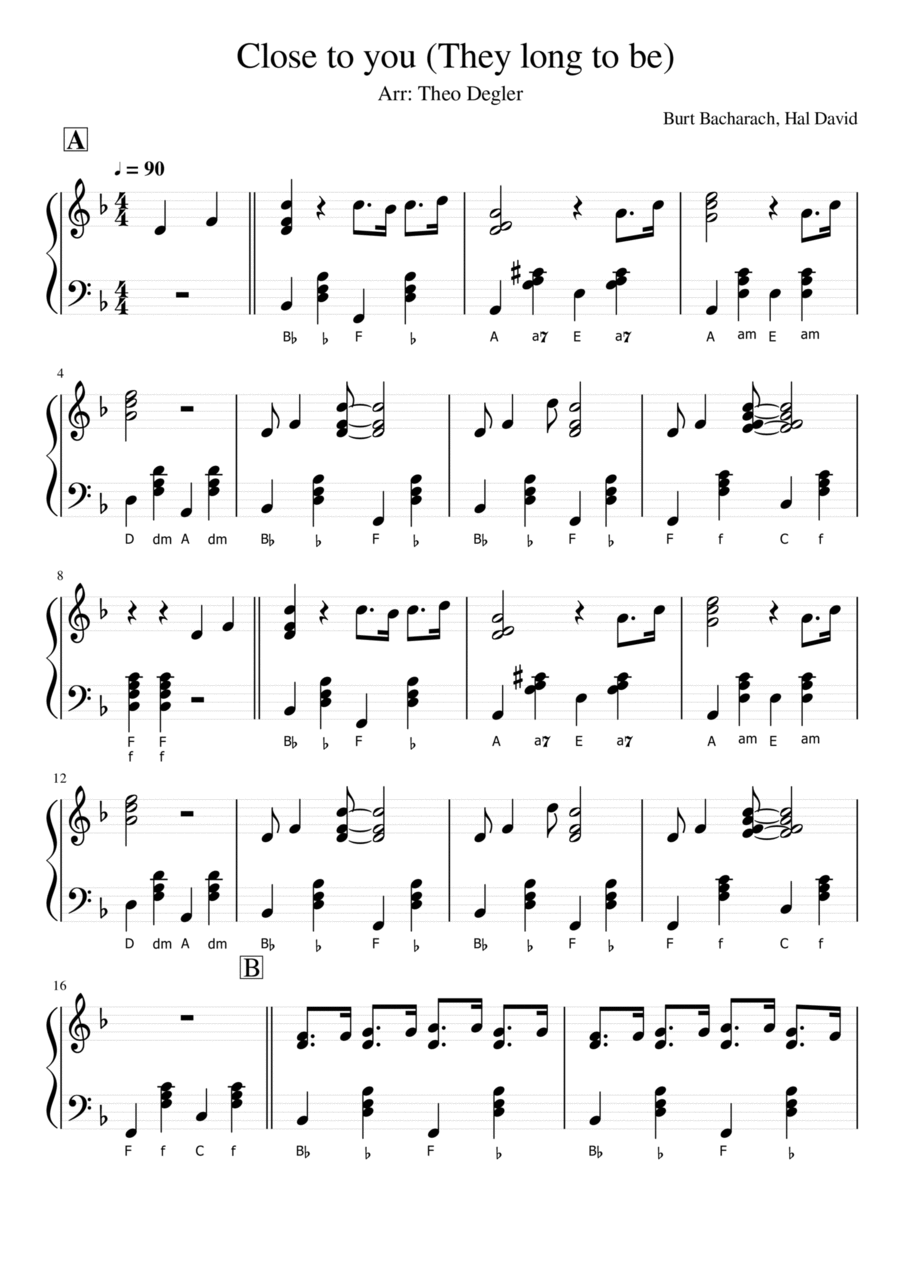 (they Long To Be) Close To You (they Long To Be) Close To You Accordion scores gallery preview page 1