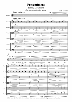 Presentiment: A Song for Soprano voice and String Sextet