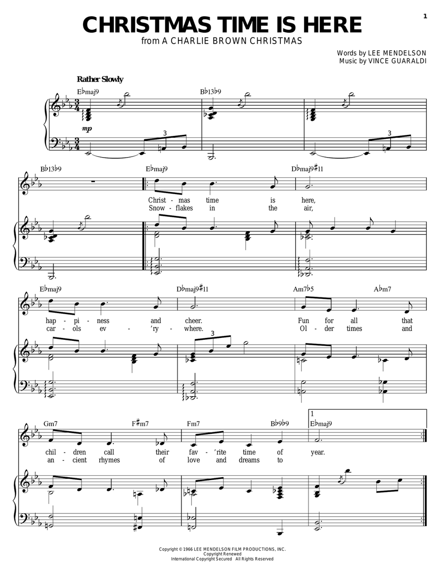 Christmas Time Is Here Piano, Vocal scores gallery preview page 1