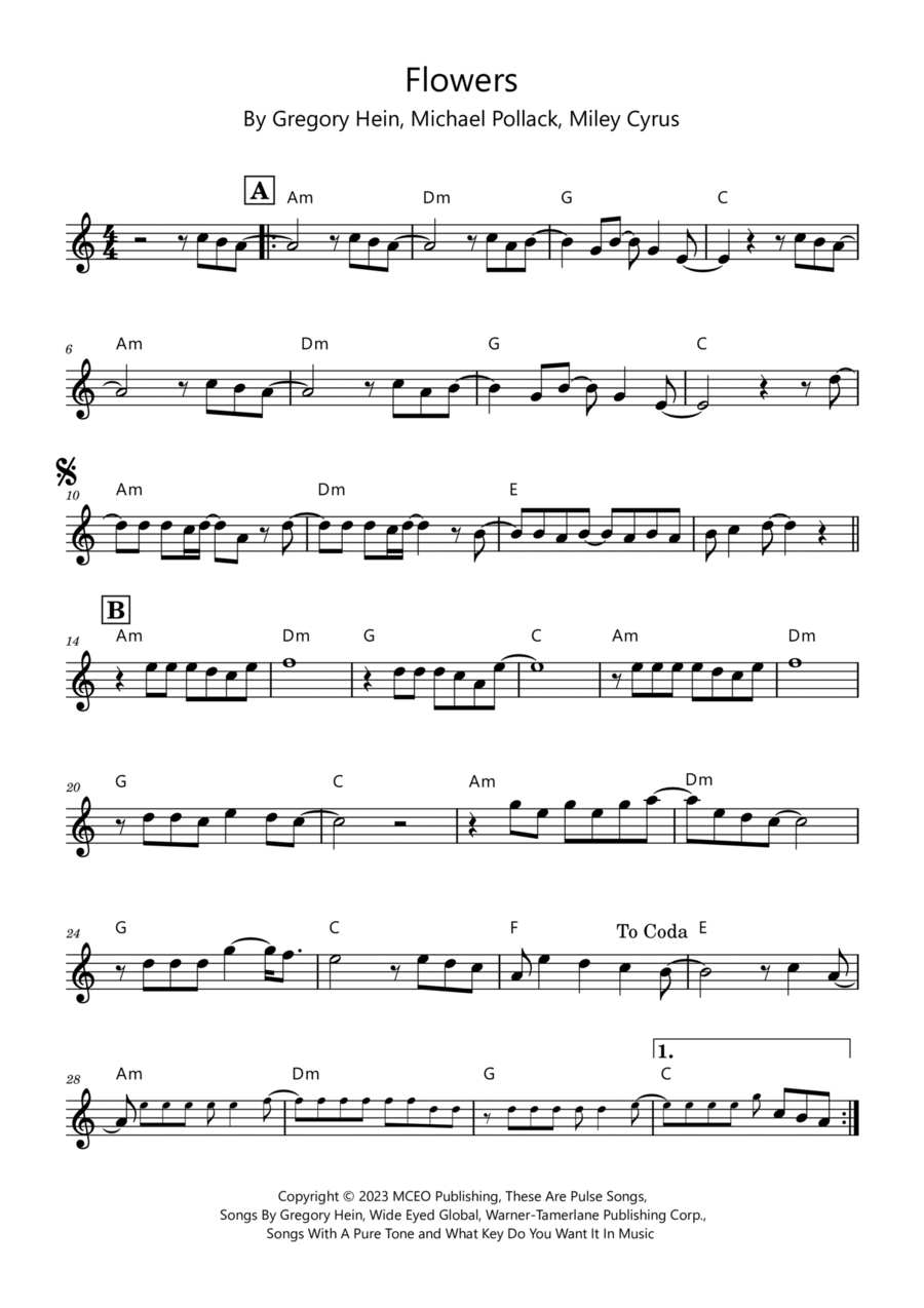 Flowers Piano scores gallery preview page 1