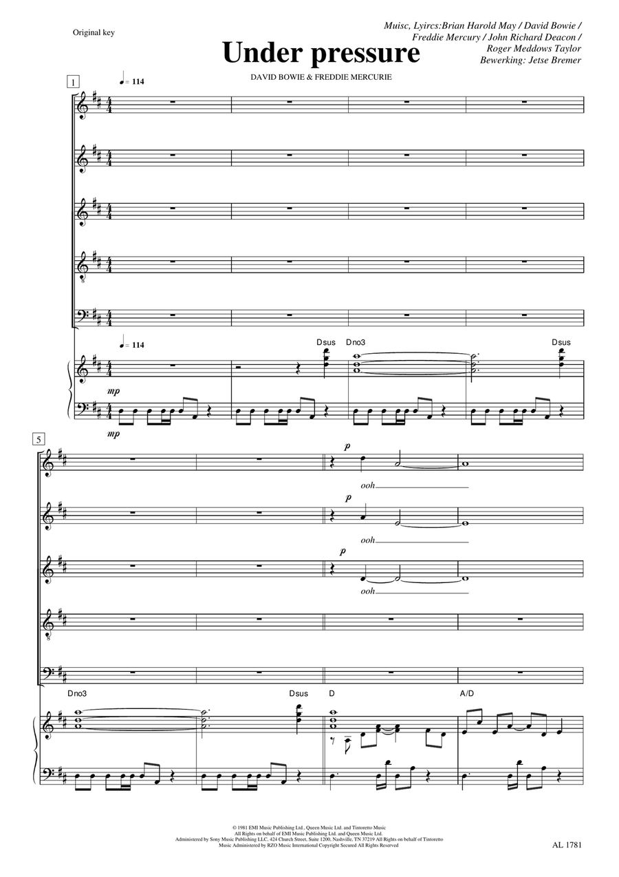 Under Pressure Choir scores gallery preview page 1