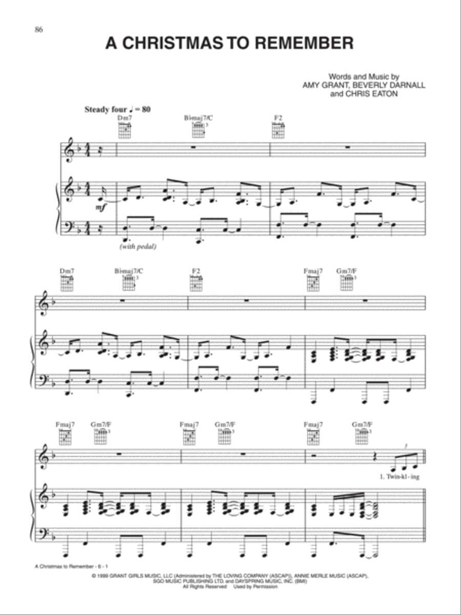 A Christmas to Remember Piano, Vocal, Guitar scores gallery preview page 1