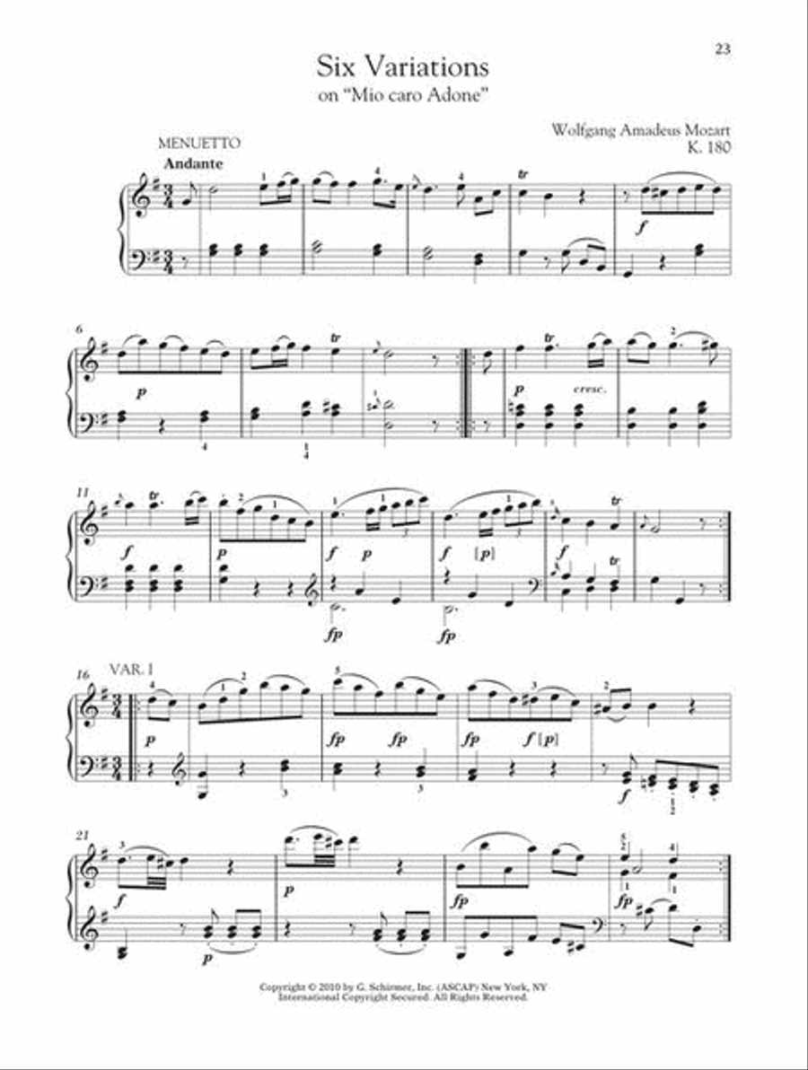 Mozart – Selected Variations Piano Solo scores gallery preview page 8