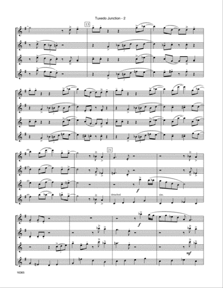 Tuxedo Junction Saxophone Quartet scores gallery preview page 5