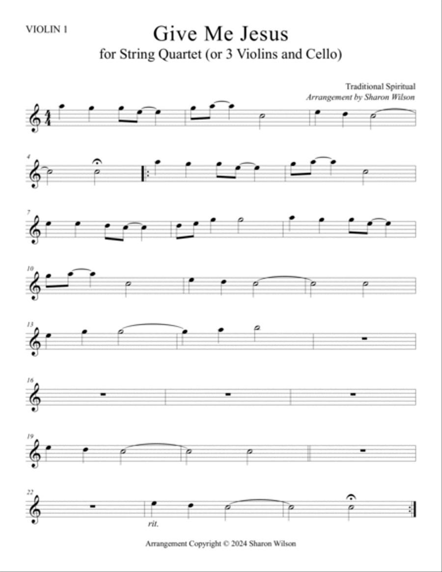 Songs for Reflection (A collection of 5 hymns and spirituals for String Quartet) String Quartet scores gallery preview page 4