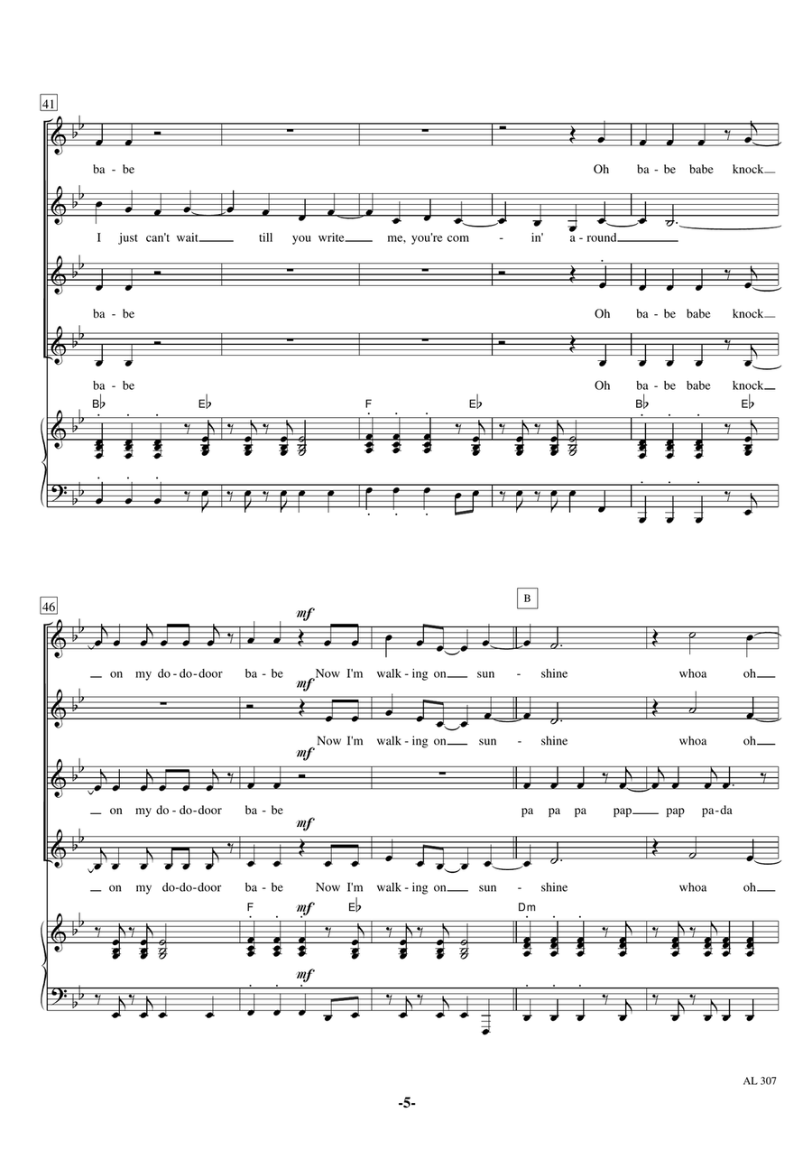 Walking On Sunshine SSAA scores gallery preview page 5