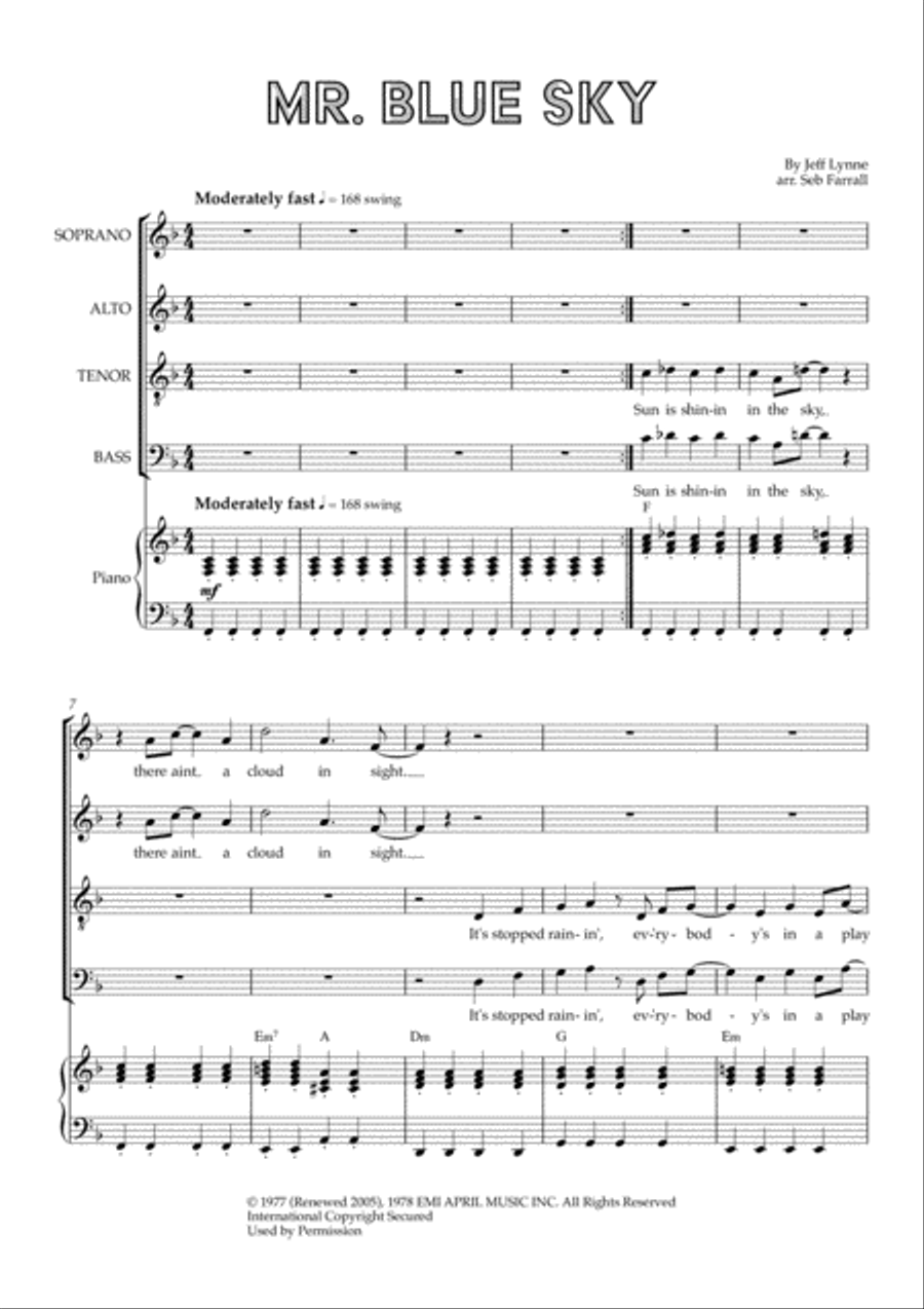 Mr. Blue Sky 4-Part scores gallery preview page 1