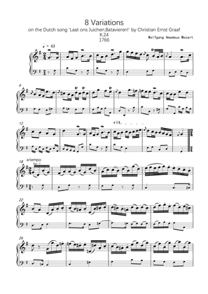 Mozart K.24/K24-Variations on the Dutch song 'Laat ons Juichen,Batavieren!' by C.E.Graaf