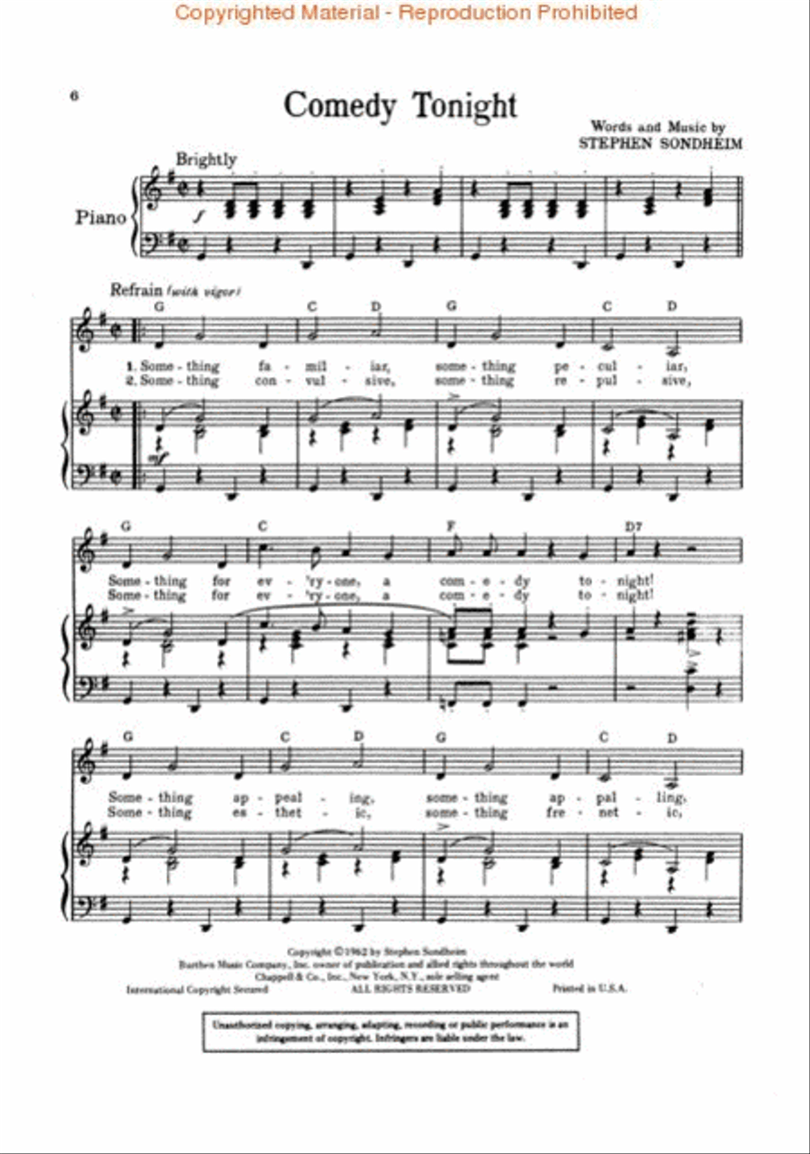 A Funny Thing Happened on the Way to the Forum Piano, Vocal, Guitar scores gallery preview page 2