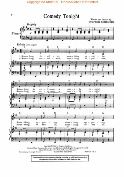 A Funny Thing Happened on the Way to the Forum by Stephen Sondheim Piano, Vocal, Guitar - Sheet Music